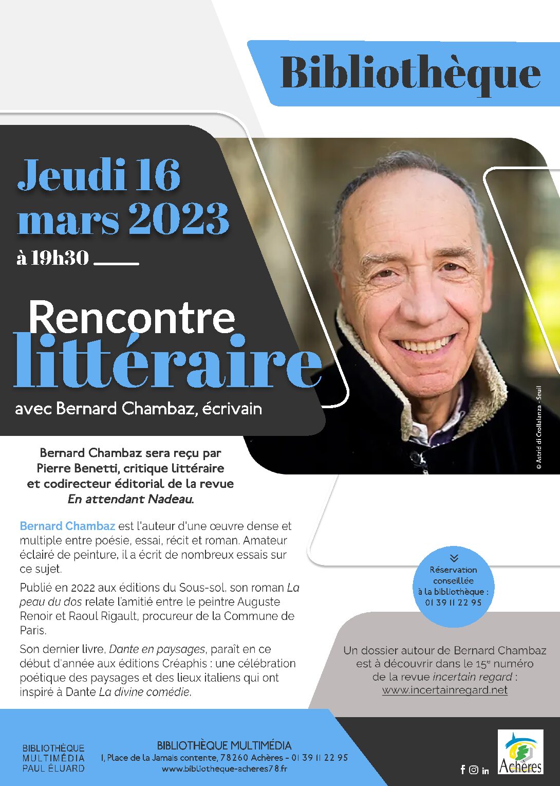 Rencontre littéraire avec Bernard Chambaz