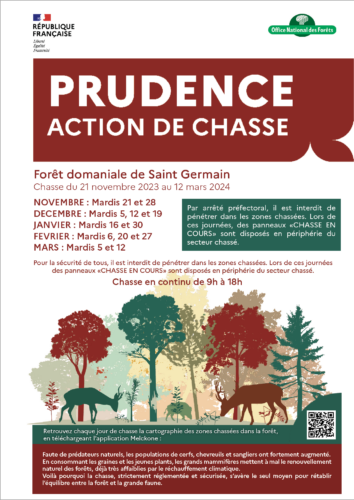Forêt domaniale de Saint-Germain – calendrier des dates de chasse – saison 2023-2024