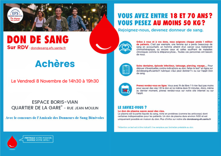 Collecte du don du sang vendredi 8 novembre