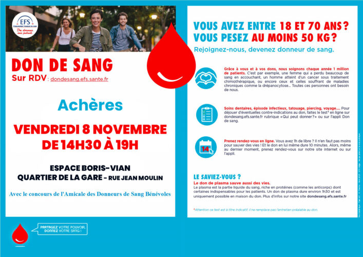 Collecte du don du sang vendredi 9 novembre 2024