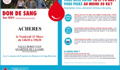 Collecte du don du sang vendredi 21 mars 2025