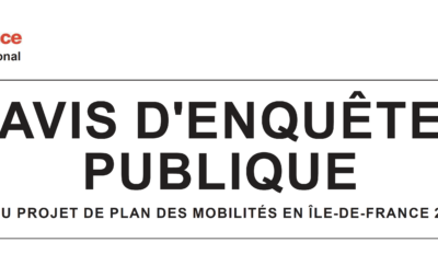 Avis d’enquête publique : Plan des Mobilités en Île-de-France 2030