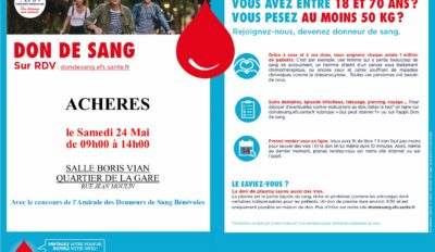 Don du sang samedi 24 mai 2025