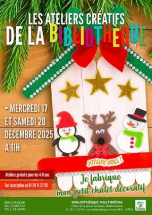 **Bibliothèque** Atelier « chalet décoratif » – samedi 20 décembre