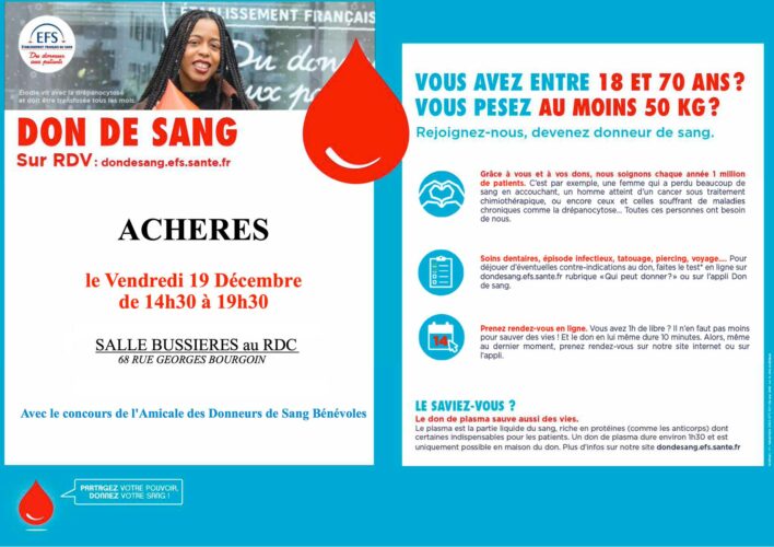 Collecte du don du sang – vendredi 19 décembre 2025