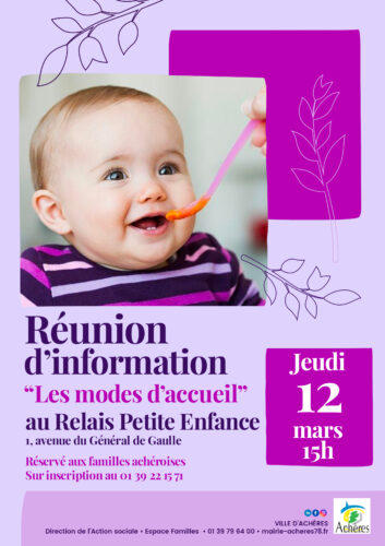 Réunion sur les modes d&rsquo;accueil du jeune enfant – Jeudi 12 Mars