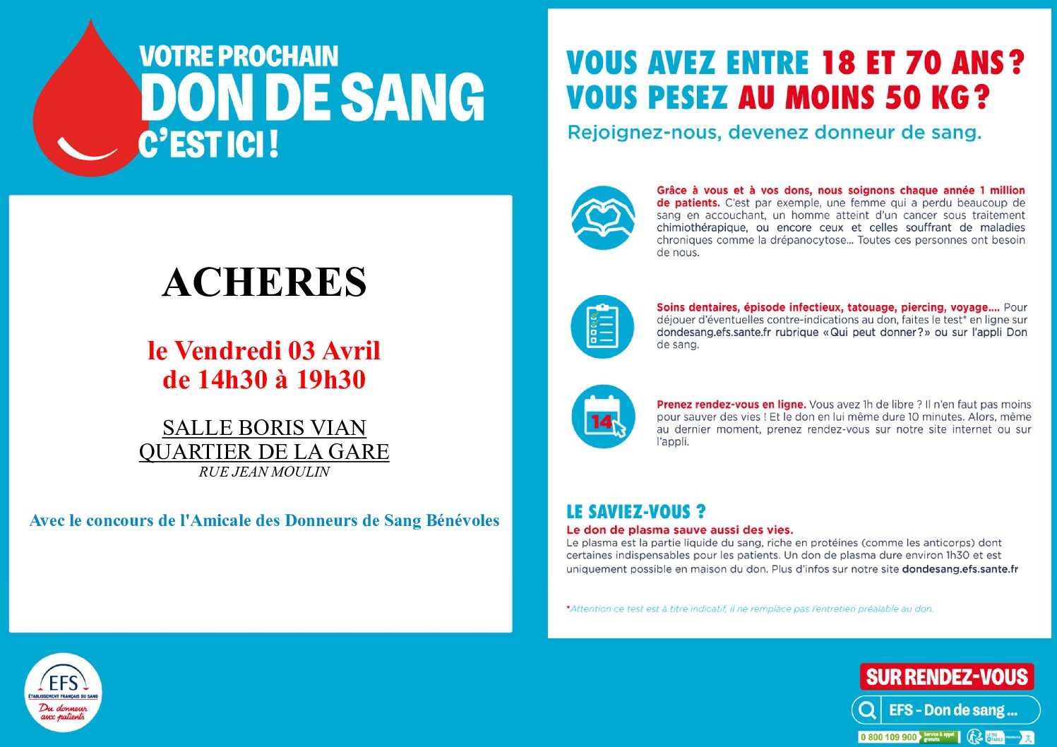 Collecte du don du sang – vendredi 3 avril 2026