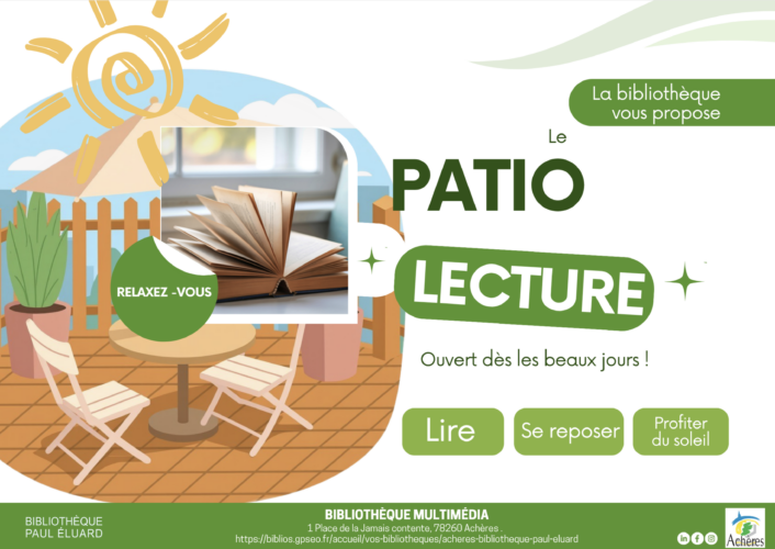 **Bibliothèque** : Patio Lecture : jusqu&rsquo;au 3 octobre 2026